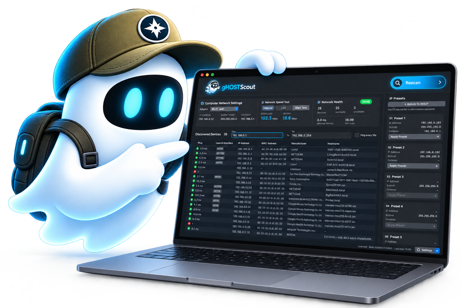 Scout presenting gHOST Scout on a MacBook